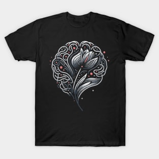 Symbolic Parkinson's Awareness Brain & Tulip Design T-Shirt
